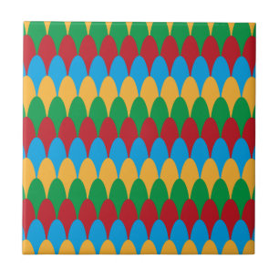 Azulejo De Cerámica Amarillo Azul Verde y Rojo Geométrico Veneras