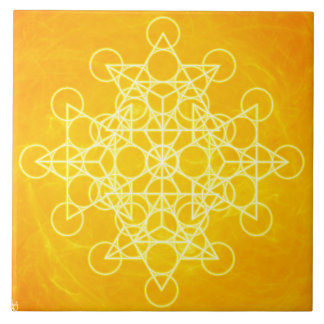 Azulejo De Cerámica Amarillo brillante de la geometría sagrada de la