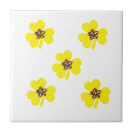 Azulejo De Cerámica Amarillo de primavera, tréboles amarillos claros p