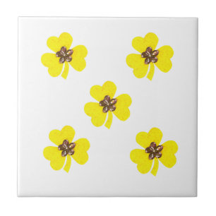 Azulejo De Cerámica Amarillo de primavera, tréboles amarillos claros p
