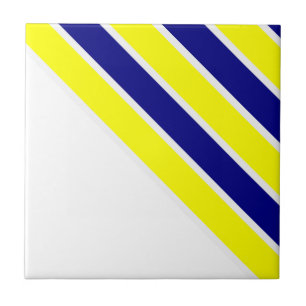 Azulejo de Cerámica Amarillo y Azul Blanco Raya Cu