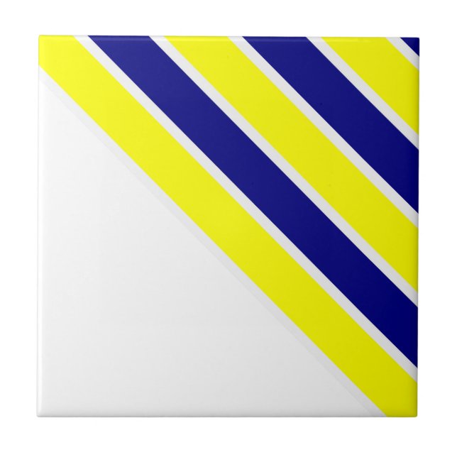 Azulejo de Cerámica Amarillo y Azul Blanco Raya Cu (Frente)