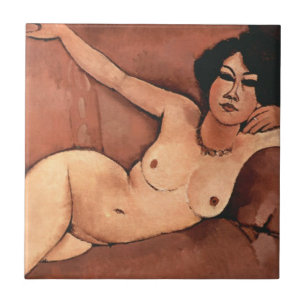 Azulejo De Cerámica Amedeo Modigliani Mujer En Un Sofá