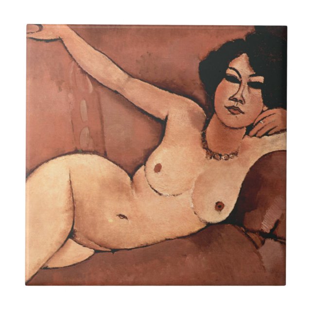 Azulejo De Cerámica Amedeo Modigliani Mujer En Un Sofá (Frente)