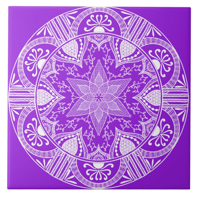 Azulejo De Cerámica Amethyst Mandala (Frente)