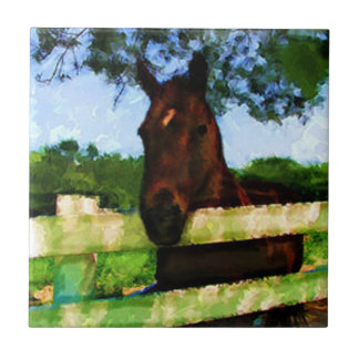 Azulejo De Cerámica Amigable con los caballos