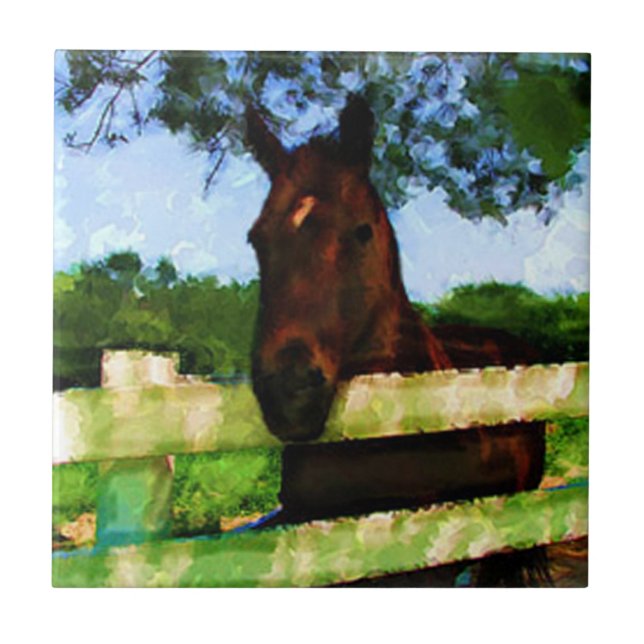 Azulejo De Cerámica Amigable con los caballos (Frente)