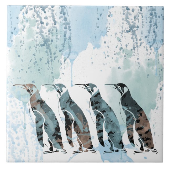 Azulejo De Cerámica Amigos de los pingüinos para siempre (Frente)