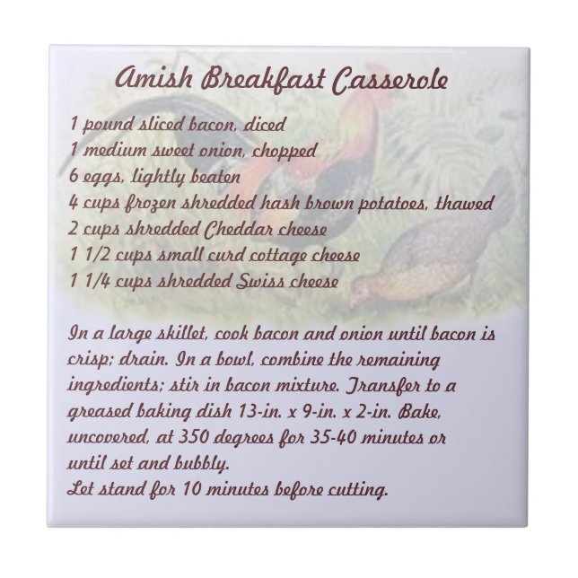 Azulejo De Cerámica Amish Breakfast Casserole (Frente)