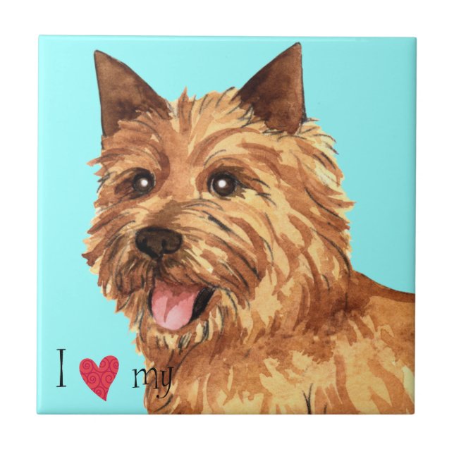 Azulejo De Cerámica Amo a mi Norwich Terrier (Frente)