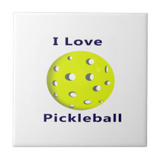 Azulejo De Cerámica Amo el pickleball w ball.png amarillo