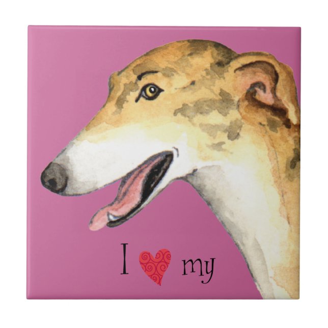 Azulejo De Cerámica Amo mi Greyhound (Frente)