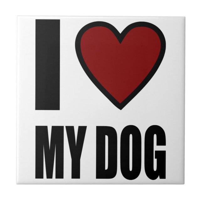 Azulejo De Cerámica Amo mi perro (Frente)