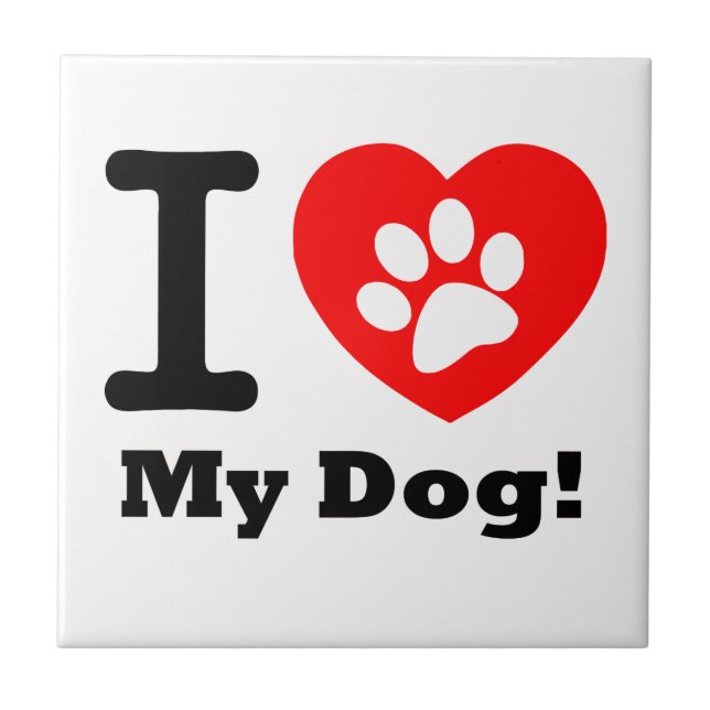 Azulejo De Cerámica Amo mi perro (Frente)