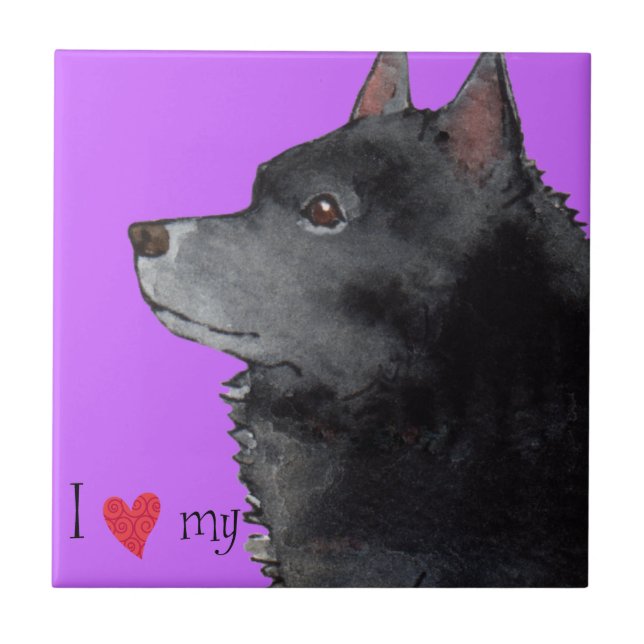 Azulejo De Cerámica Amo mi Schipperke (Frente)