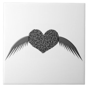 Azulejo De Cerámica Amor De Alas Góticas Tile Corazón