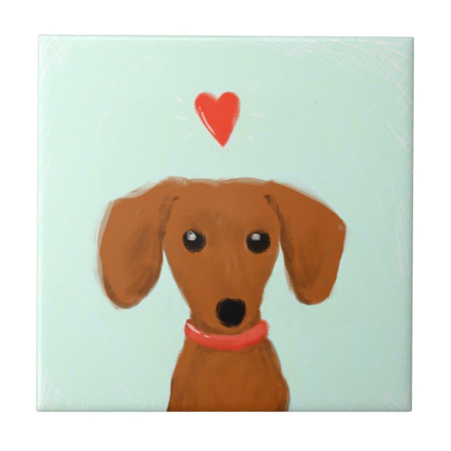 Azulejo De Cerámica Amor de Dachshund (Frente)