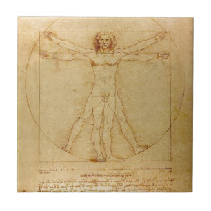 Azulejo De Cerámica Anatomía humana, hombre de Vitruvian de Leonardo