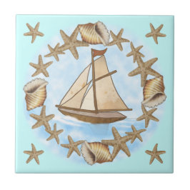 Azulejo De Cerámica Anciano Mariner velero Tile