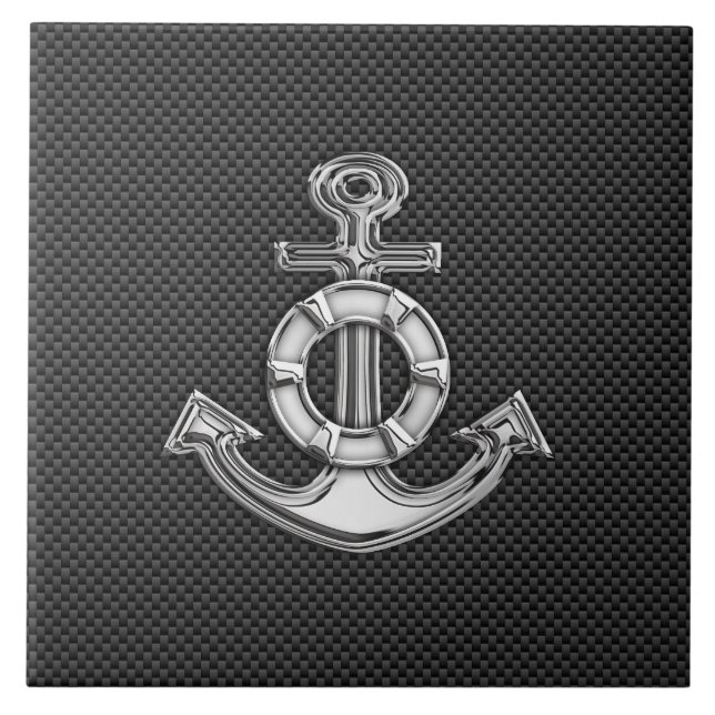 Azulejo De Cerámica Anclaje Silver Lifesaver sobre la fibra de carbono (Frente)