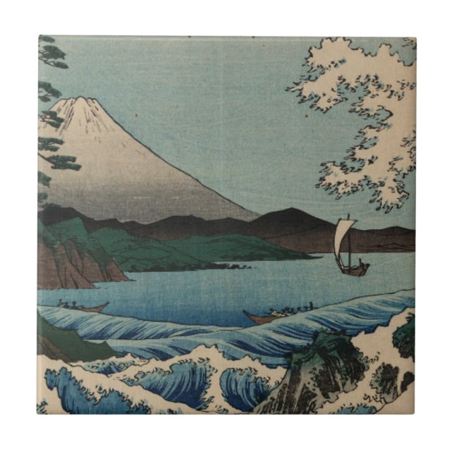 Azulejo De Cerámica Ando Hiroshige - Mar En Satta, Provincia De Suruga (Frente)