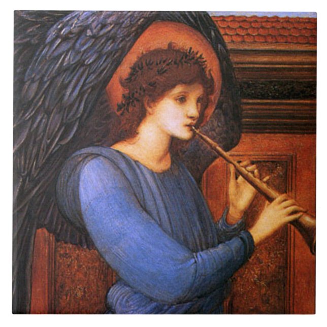 Azulejo De Cerámica Angel Burne-Jones Navidad Art Tile o Trivet (Frente)