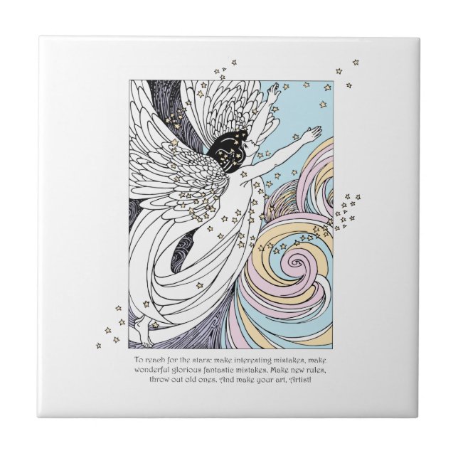 Azulejo De Cerámica Ángel de arte (Frente)