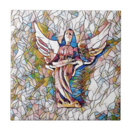 Azulejo De Cerámica Ángel de guarda bonito del vitral