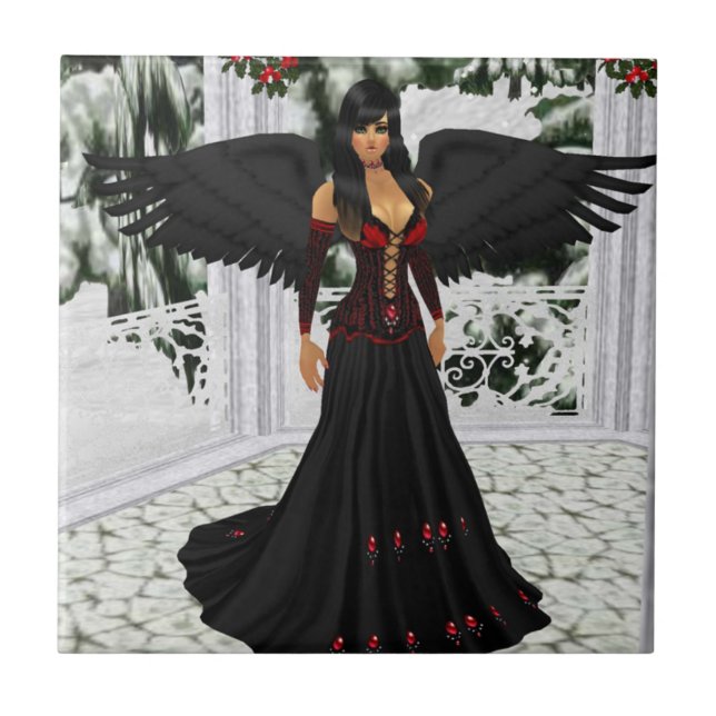 Azulejo De Cerámica Ángel De La Niebla Oscura (Frente)