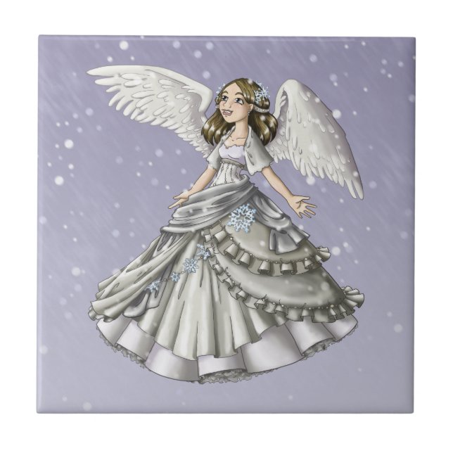 Azulejo De Cerámica Ángel de la nieve (Frente)