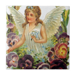 Azulejo De Cerámica Ángel del Victorian con las flores