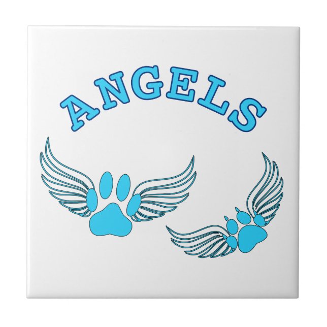 Azulejo De Cerámica Ángel Mascota Viñe En Azul (Frente)