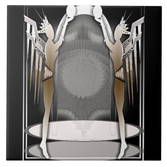 Azulejo De Cerámica ángeles del deco (Frente)