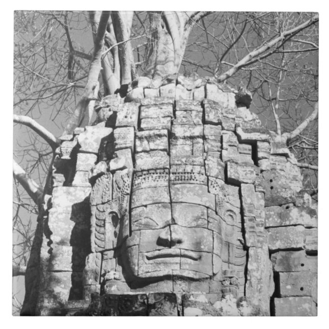 Azulejo De Cerámica Angkor Camboya, cabeza del templo Ta Som (Frente)