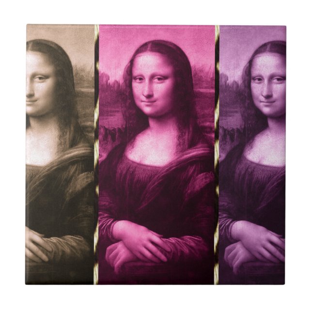 Azulejo De Cerámica Animal Mona Lisa Imprimir Chocolate Púrpura Rosa (Frente)