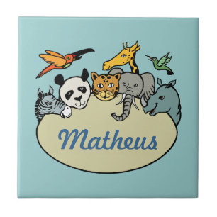 Azulejo De Cerámica animales de la familia de zoológicos personalizado