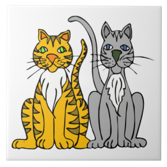 Azulejo De Cerámica Animales Personalizados de Mascotas de gatos graci (Frente)