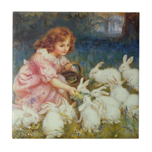 Azulejo De Cerámica Animales Tiernos Vintage de Pascua