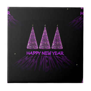 Azulejo De Cerámica año nuevo morado feliz