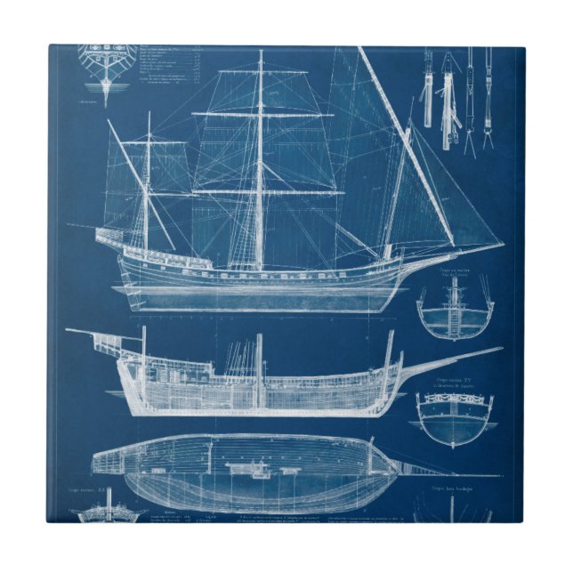 Azulejo De Cerámica Antígono plan de barco I (Frente)
