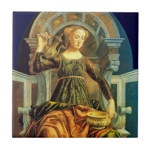 AZULEJO DE CERÁMICA ANTIGUA RENAISSANCE TAROTS 14 / TEMPERANCIA