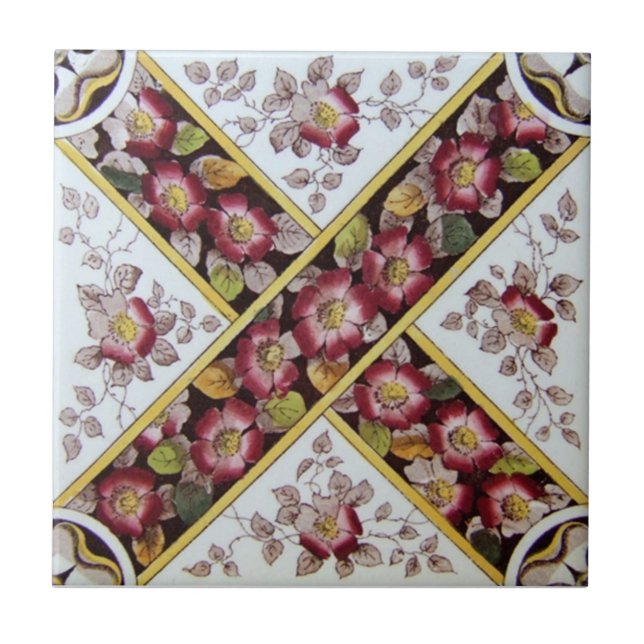 Azulejo De Cerámica Antigüedad Transferware de la reproducción VT0016 (Frente)
