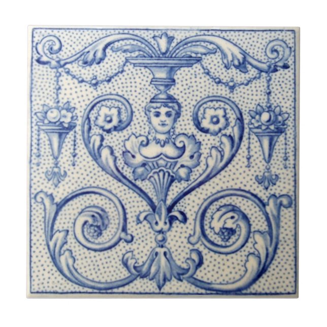 Azulejo De Cerámica Antigüedad Transferware de la reproducción VT0025 (Frente)