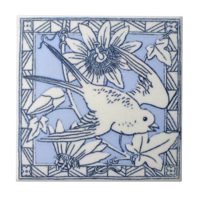 Azulejo De Cerámica Antigüedad Transferware de la reproducción VT0064 (Frente)