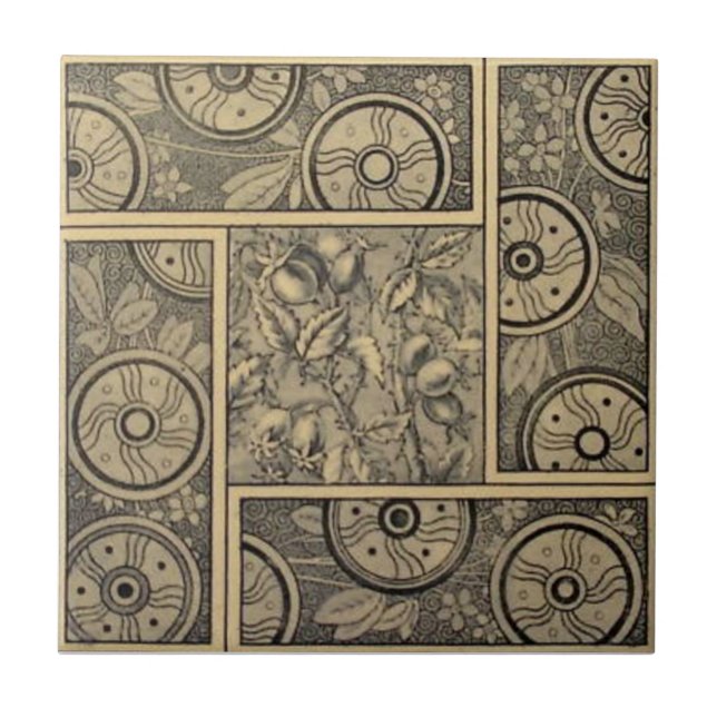 Azulejo De Cerámica Antigüedad Transferware de la reproducción VT0083 (Frente)