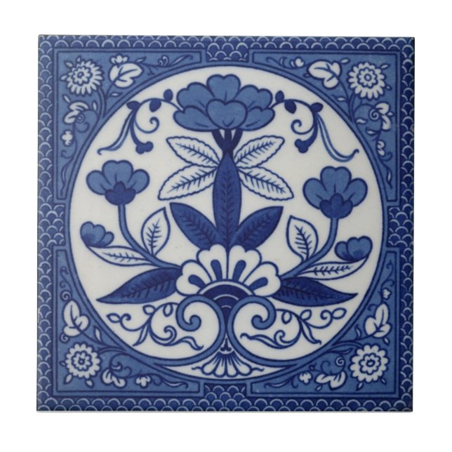 Azulejo De Cerámica Antigüedad Transferware de la reproducción VT0108 (Frente)