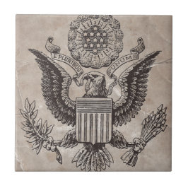 Azulejo De Cerámica Antiguo Cubierta Americana de Escudo