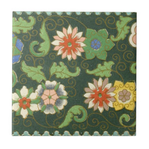 Azulejo De Cerámica Antiguo patrón chino de cloisonné: jade verde
