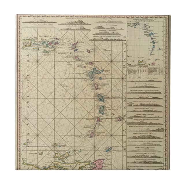 Azulejo De Cerámica Antillas, islas de Charibbee (Frente)