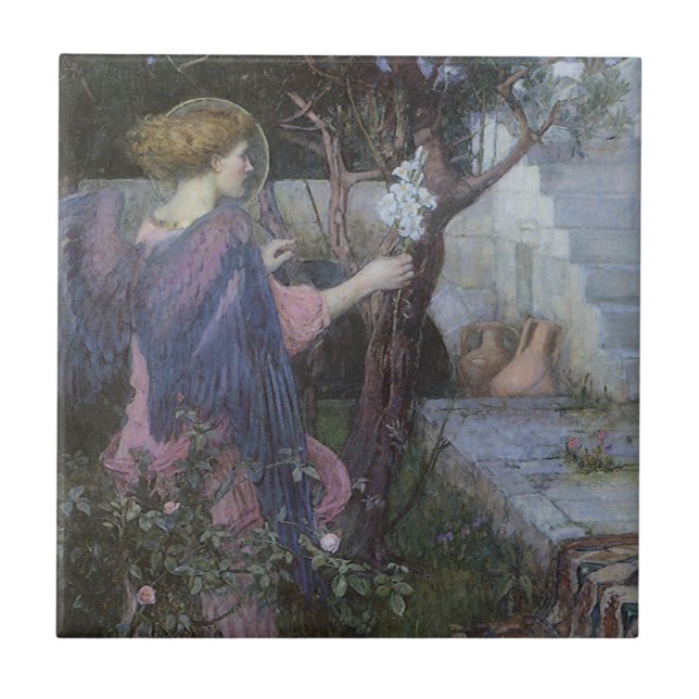 Azulejo De Cerámica Anunciación de John William Waterhouse (Frente)